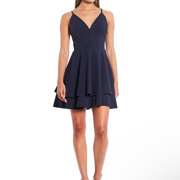Honey and Rosie Dresses & Skirts - Honey and Rosie navy blue illusion mesh bralette back fit dress